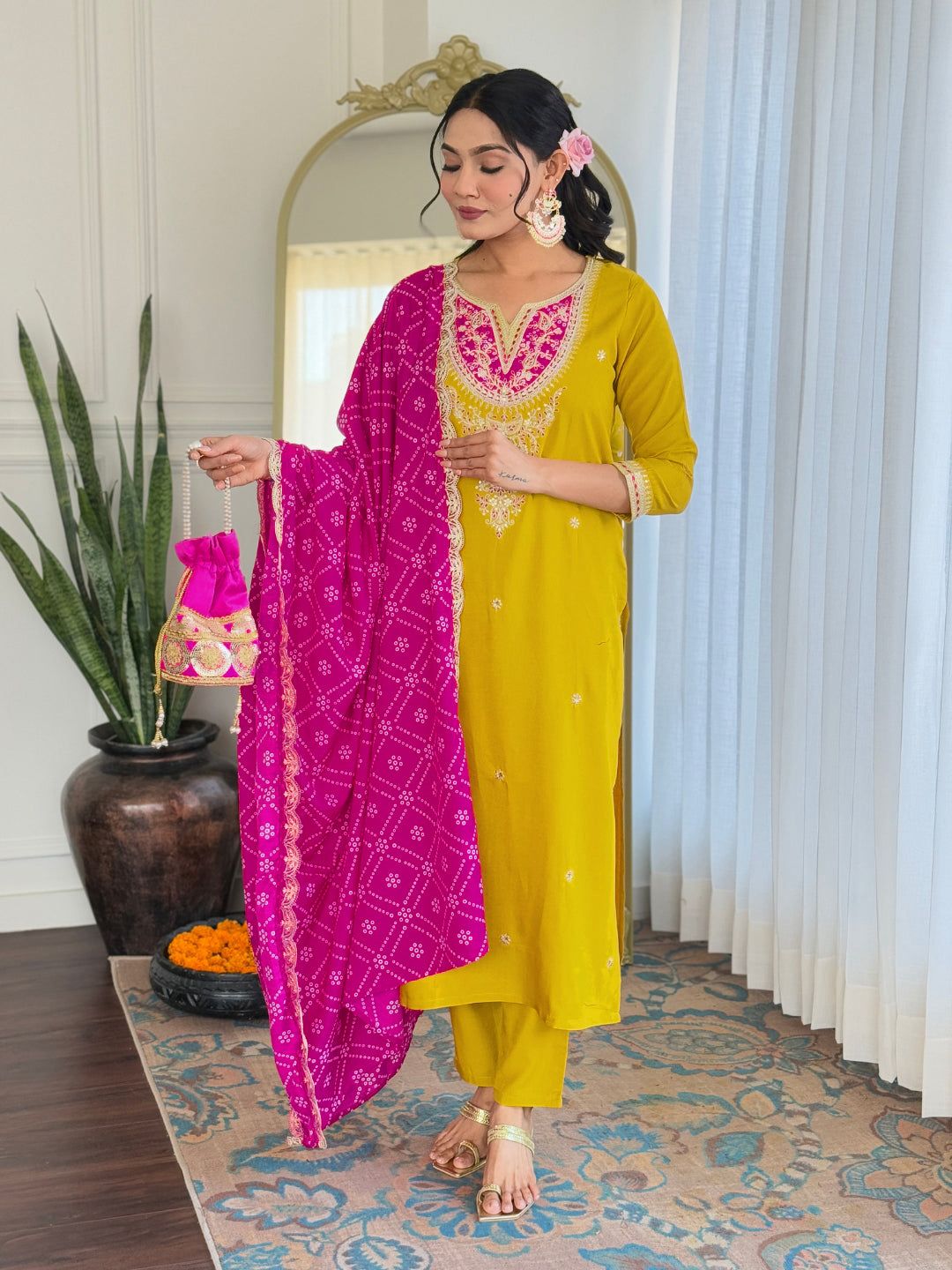 Presenting New Roman Fabric beautiful suit set - Yellow - image_01_3c15e701c2fd.jpg