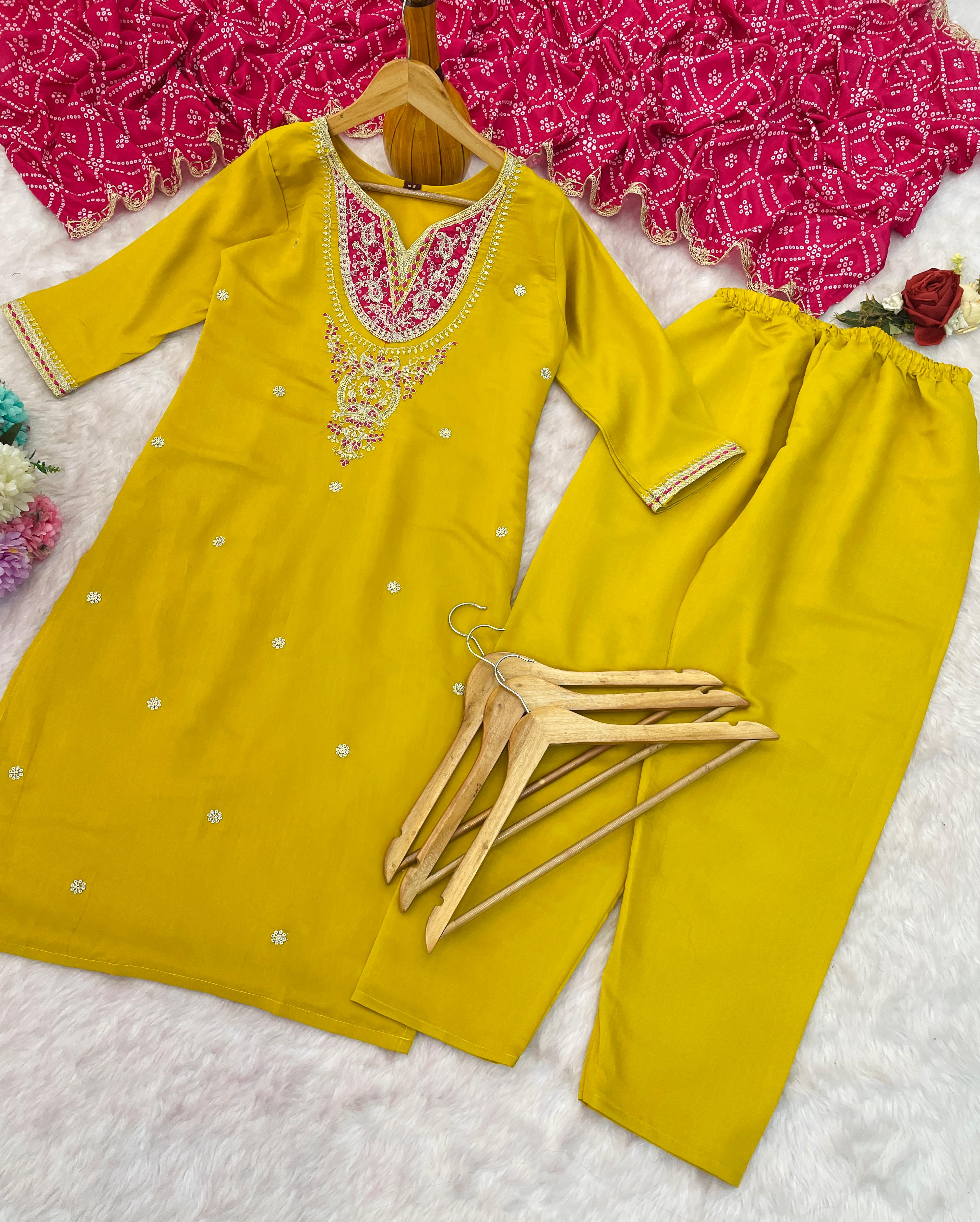 Presenting New Roman Fabric beautiful suit set - Yellow - image_04_48acdc9e6f20.jpg