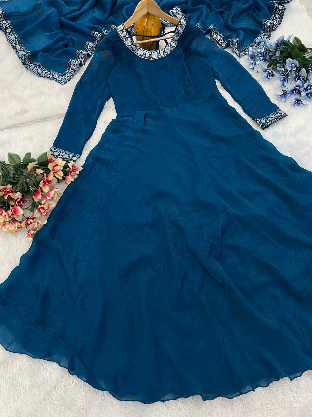 Super Hit Fendy Silk Fabric beautiful gown With Duppta. - Blue - image_02_ca5f54b2eadd.jpg