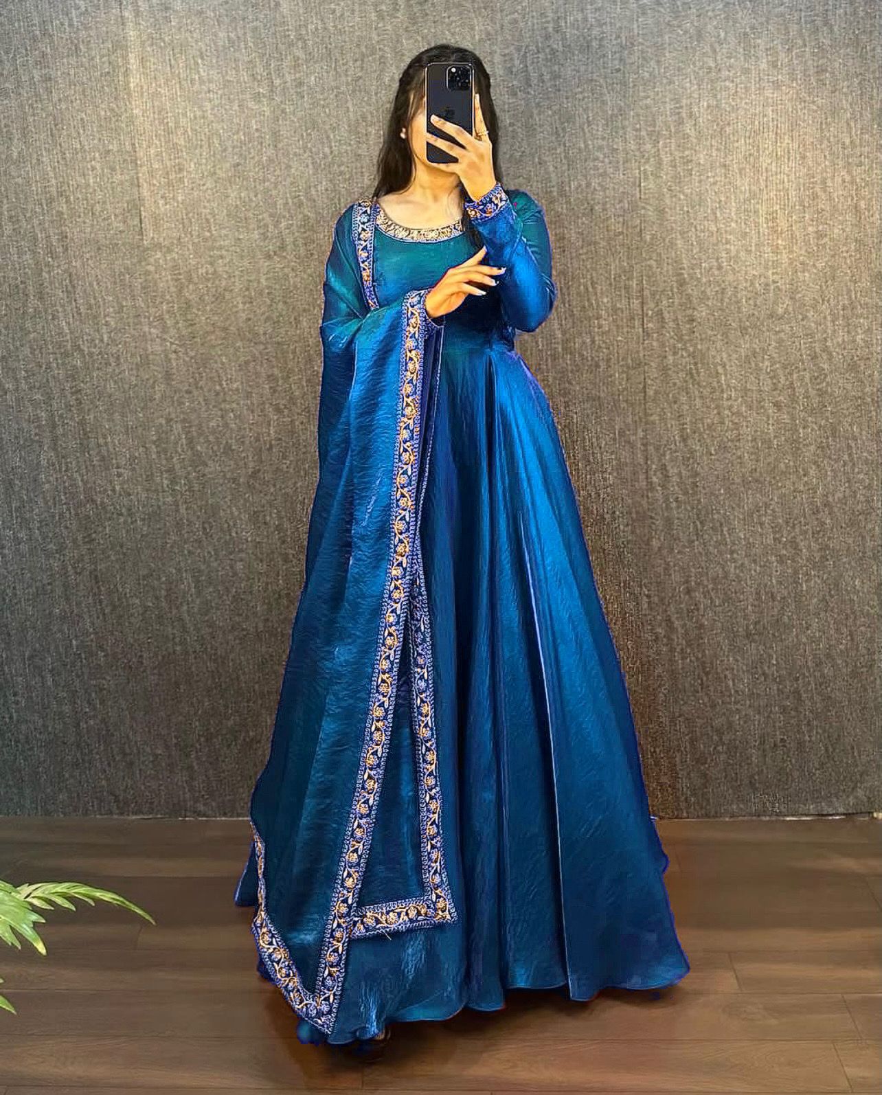 Super Hit Fendy Silk Fabric beautiful gown With Duppta. - Blue - image_03_0003796a4d86.jpg